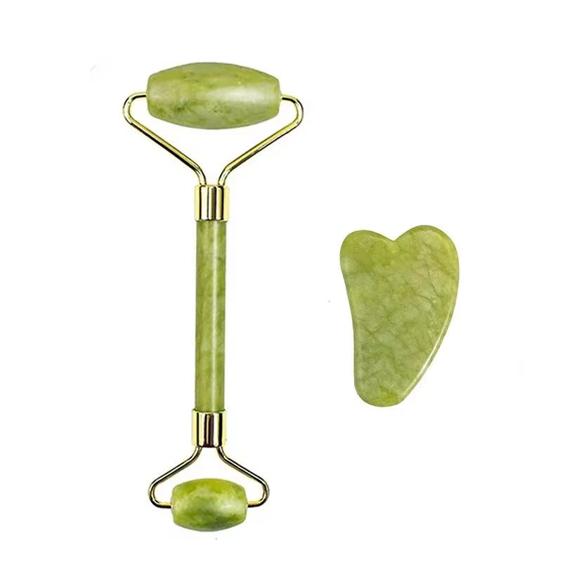 Natural Jade Roller Massager for Face Roller Facial Lifting Anti-Wrinkle Gua Sha Jade Stone Face Massager Beauty Skin Care Tool