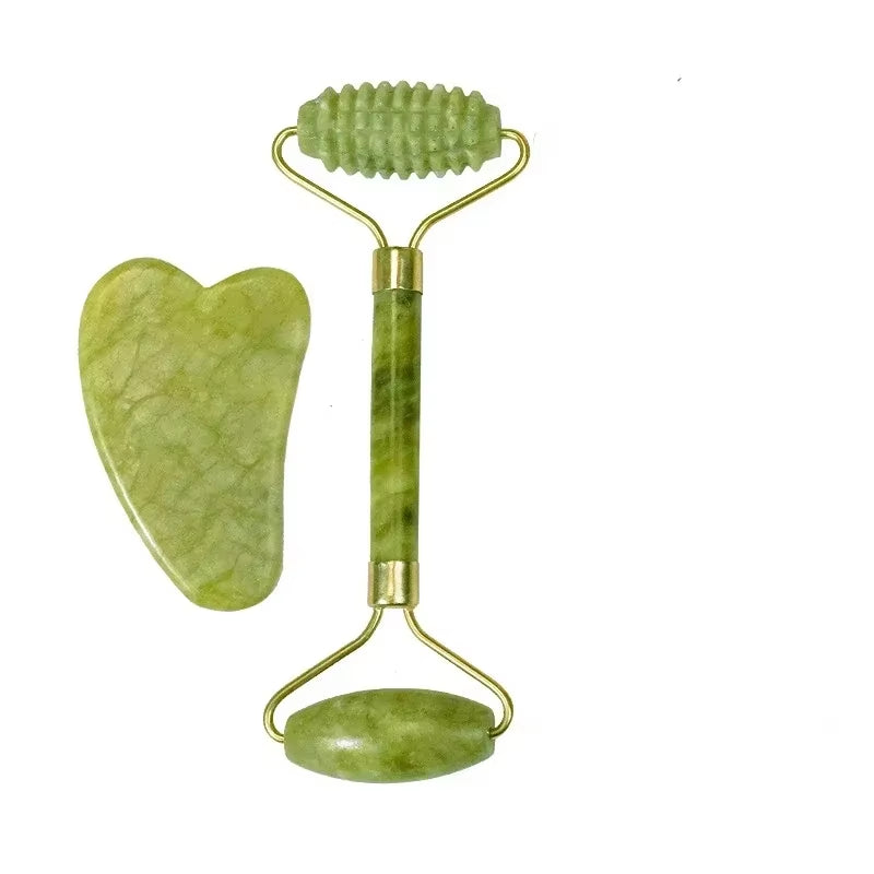 Natural Jade Roller Massager for Face Roller Facial Lifting Anti-Wrinkle Gua Sha Jade Stone Face Massager Beauty Skin Care Tool