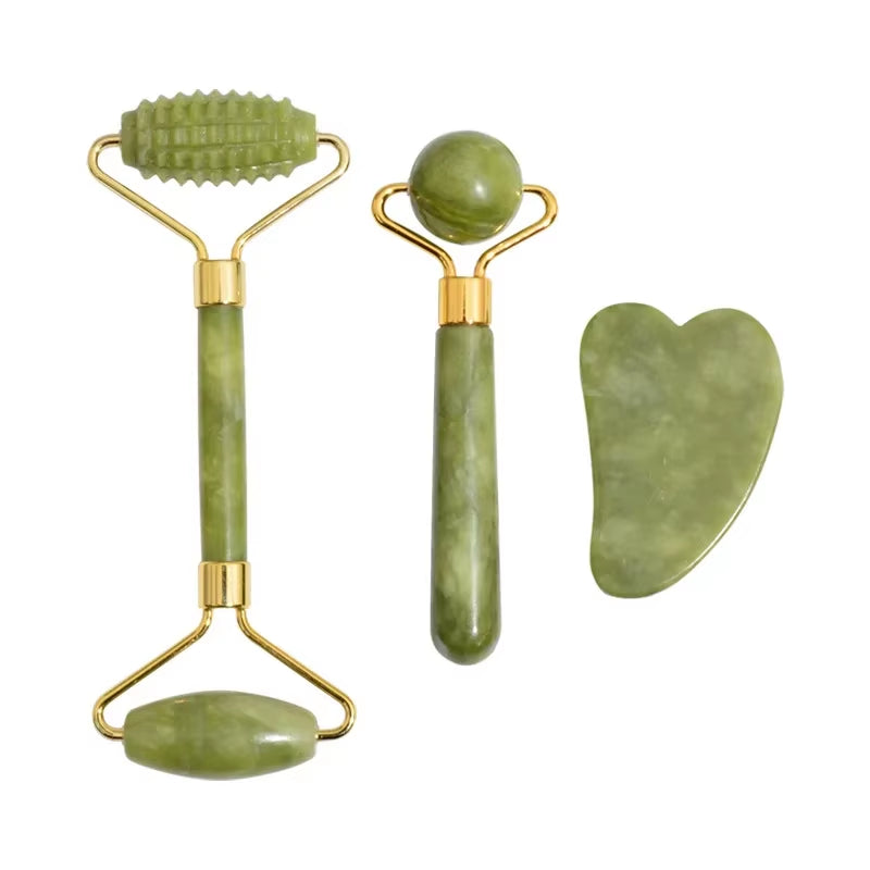 Natural Jade Roller Massager for Face Roller Facial Lifting Anti-Wrinkle Gua Sha Jade Stone Face Massager Beauty Skin Care Tool