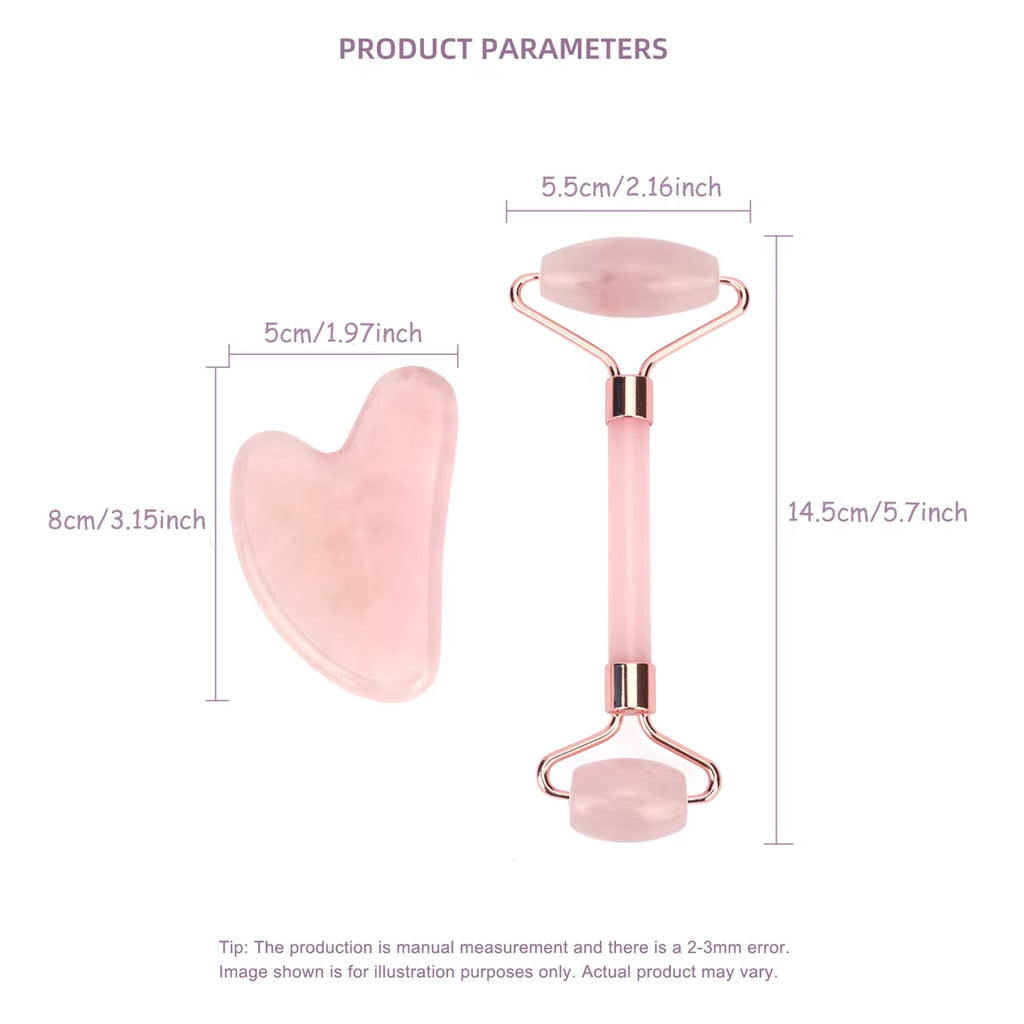 Natural Jade Face Roller Gua Sha Scraper Set Face Neck Body Skin Care Beauty Tool Portable Rose Quartz Facial Massager Tool
